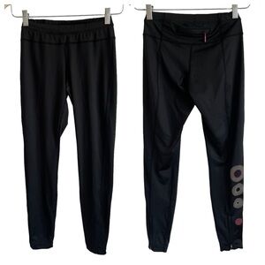 Title Nine Black Cropped Leggings w/ Reflective Starburst Designs, Size XS